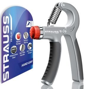 Strauss Adjustable Hand Grip | Adjustable Resistance (10KG – 40KG) | Hand Gripper for Home & Gym Workouts | Perfect for Finger & Forearm Hand Exercises for Men & Women (Black/Grey)