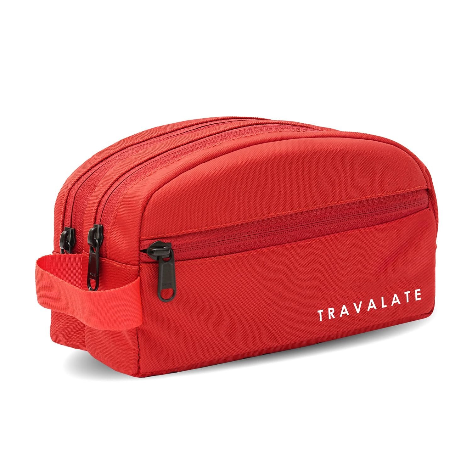 TRAVALATE Polyester Double Compartment Multipurpose Toiletry Kit – Red