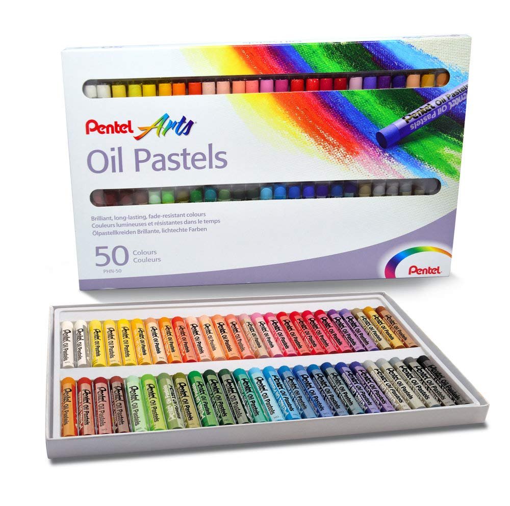 PENTEL Oil pastel set with carrying case, 50 pastels
