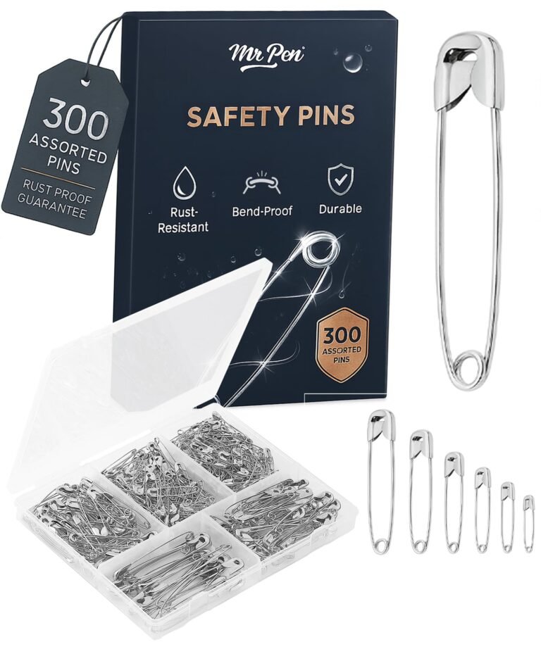 Mr. Pen Assorted Safety Pins – 300 Pack, Silver, Small & Large Sizes, Bulk Safety Pins for Clothes, Saree, Women Pin