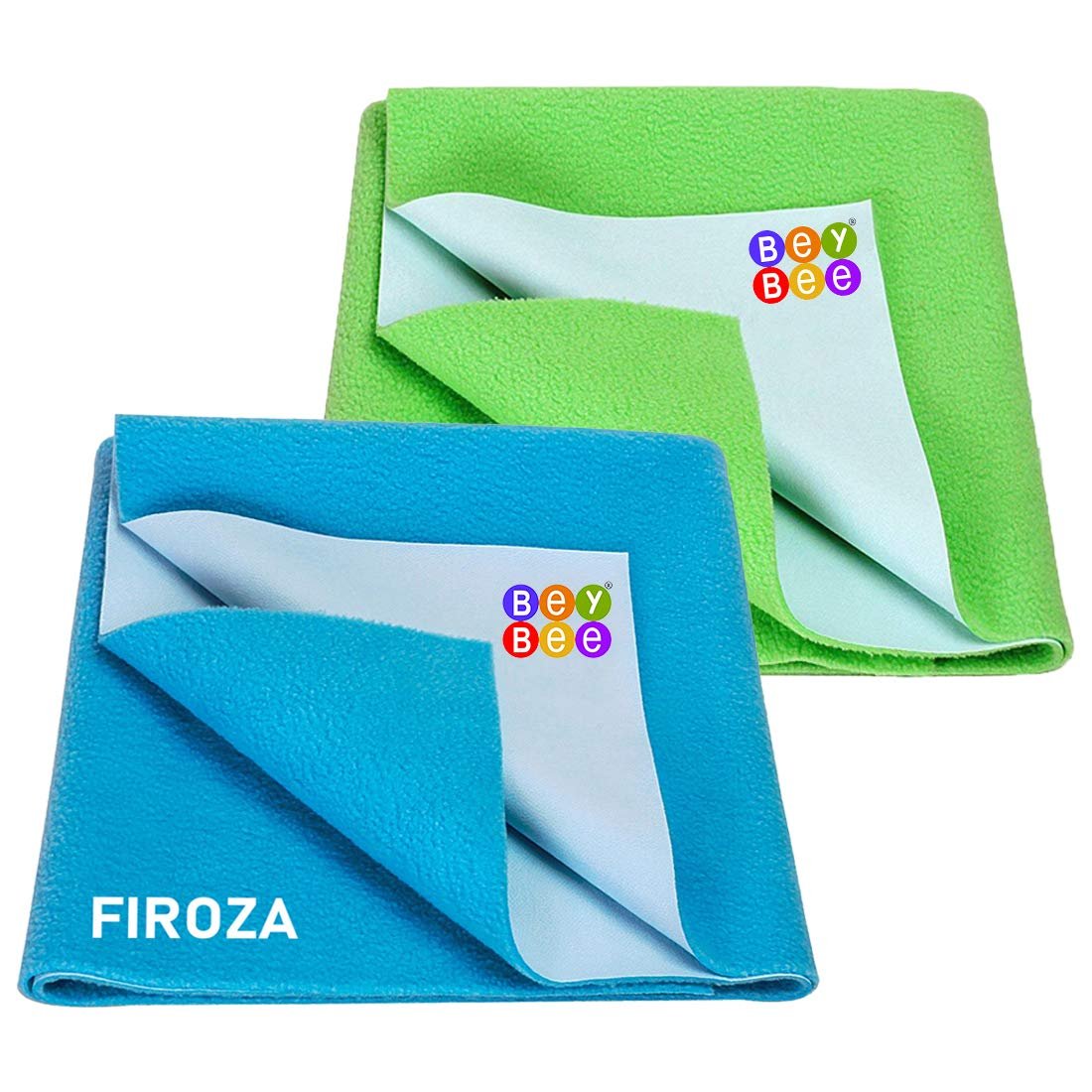 BeyBee ® Cotton Water Resistant Bed Protector Baby Dry Sheet with Ultra absorbance (Light Green/Firoza, Small) – Pack of 2