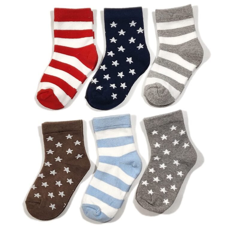 FOOTPRINTS Organic cotton Kids Socks – Pack of 6 Pairs – Star Stripe