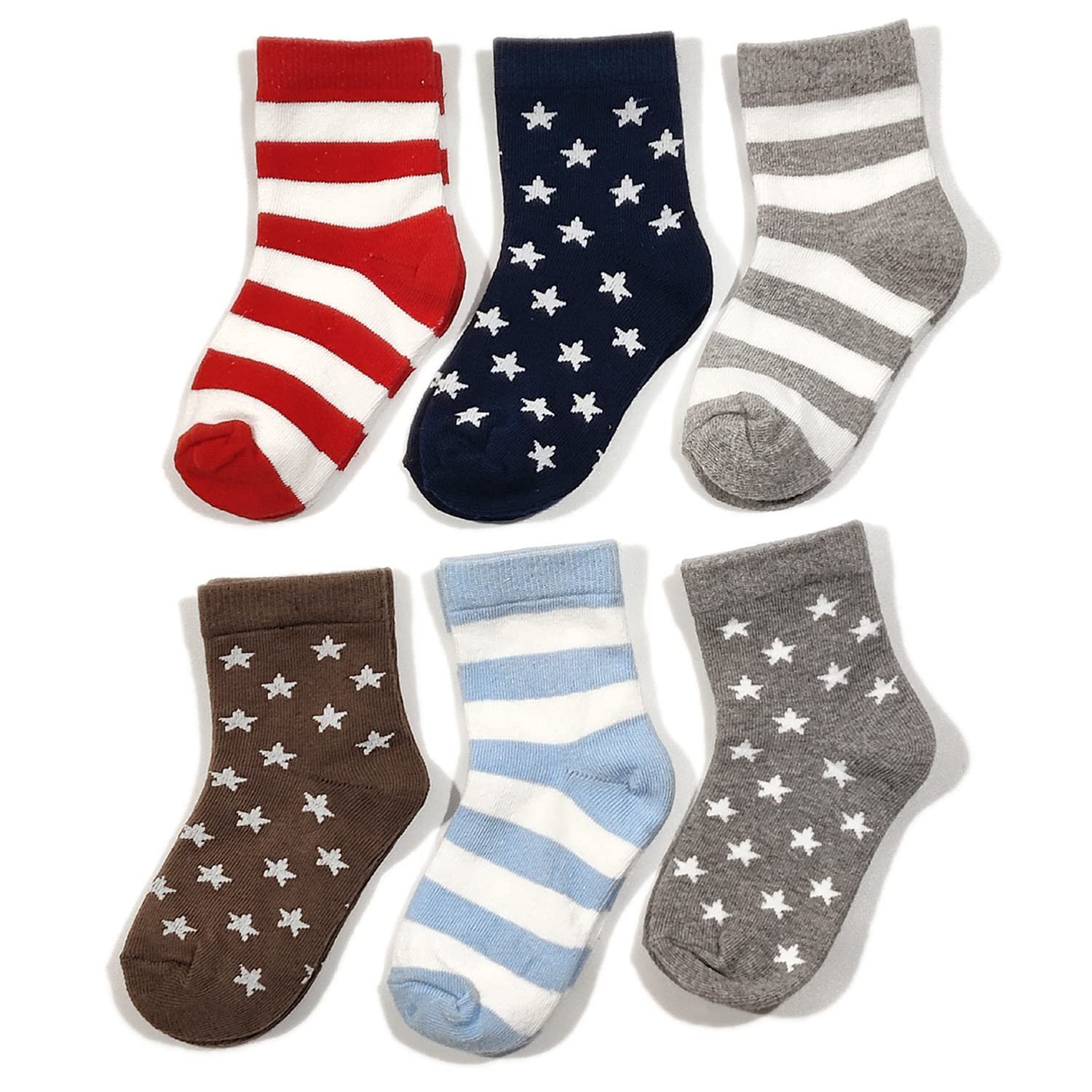 FOOTPRINTS Organic cotton Kids Socks – Pack of 6 Pairs – Star Stripe