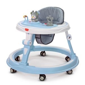 LuvLap 360° Joy Baby Walkers for 9+ Months | 3 Level Height Adjustment Walker with Switchable Food & Musical Toy Tray/Advanced Baby Activity Walker for Kids, Walker for Boys & Girls, Blue