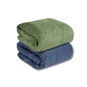 Fezora® Large Bath Towels for Men & Women | Microfiber Bath Towel | Soft, Absorbent, Quick-Dry Towel (Pack of 2, Dark Blue & Pista)