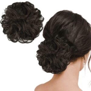 TEMPERIA Hair Accessories For Women Stylish – Juda Hair Buns for Women – Messy Bun Hair Extension – Artificial Fake Hair Donuts Bun Maker Scrunchies – With Elastic Rubber band – Natural Brown – 1 Pcs