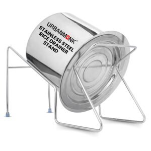 URBANMONK Rice Pot Drainer Stand | Stainless Steel Stand for Fruit, Beans, Noodle Strainer | Cooked Ricestrainerstand | Hands free Rice DrainerStand