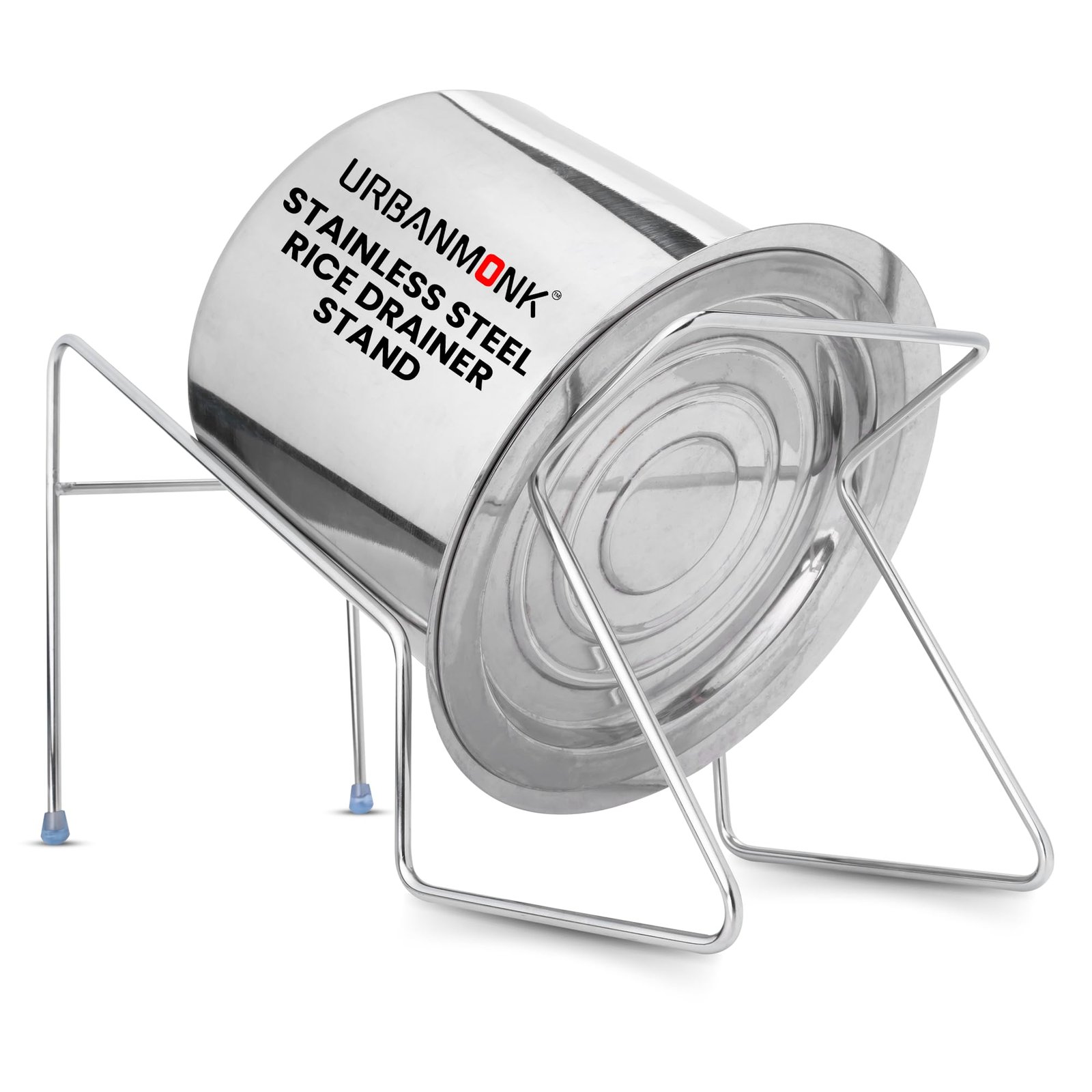 URBANMONK Rice Pot Drainer Stand | Stainless Steel Stand for Fruit, Beans, Noodle Strainer | Cooked Ricestrainerstand | Hands free Rice DrainerStand