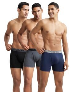 Jockey 8009 Men Super Combed Cotton Solid Long Trunk Boxer Brief(Pack of 3)