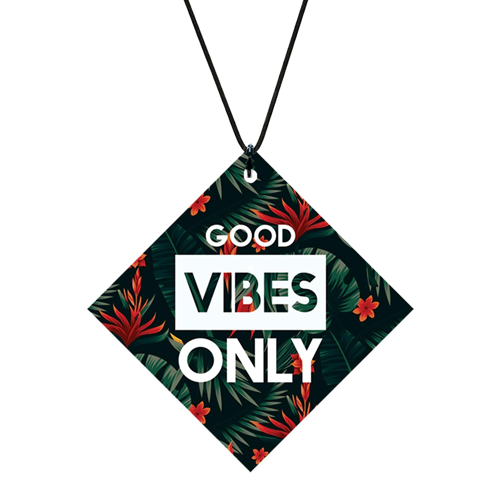 TheYaYaCafe® Good Vibes Only Car Hanging | Acrylic Motivational Gift for Car Interior | Printed Red Dashboard Accessory
