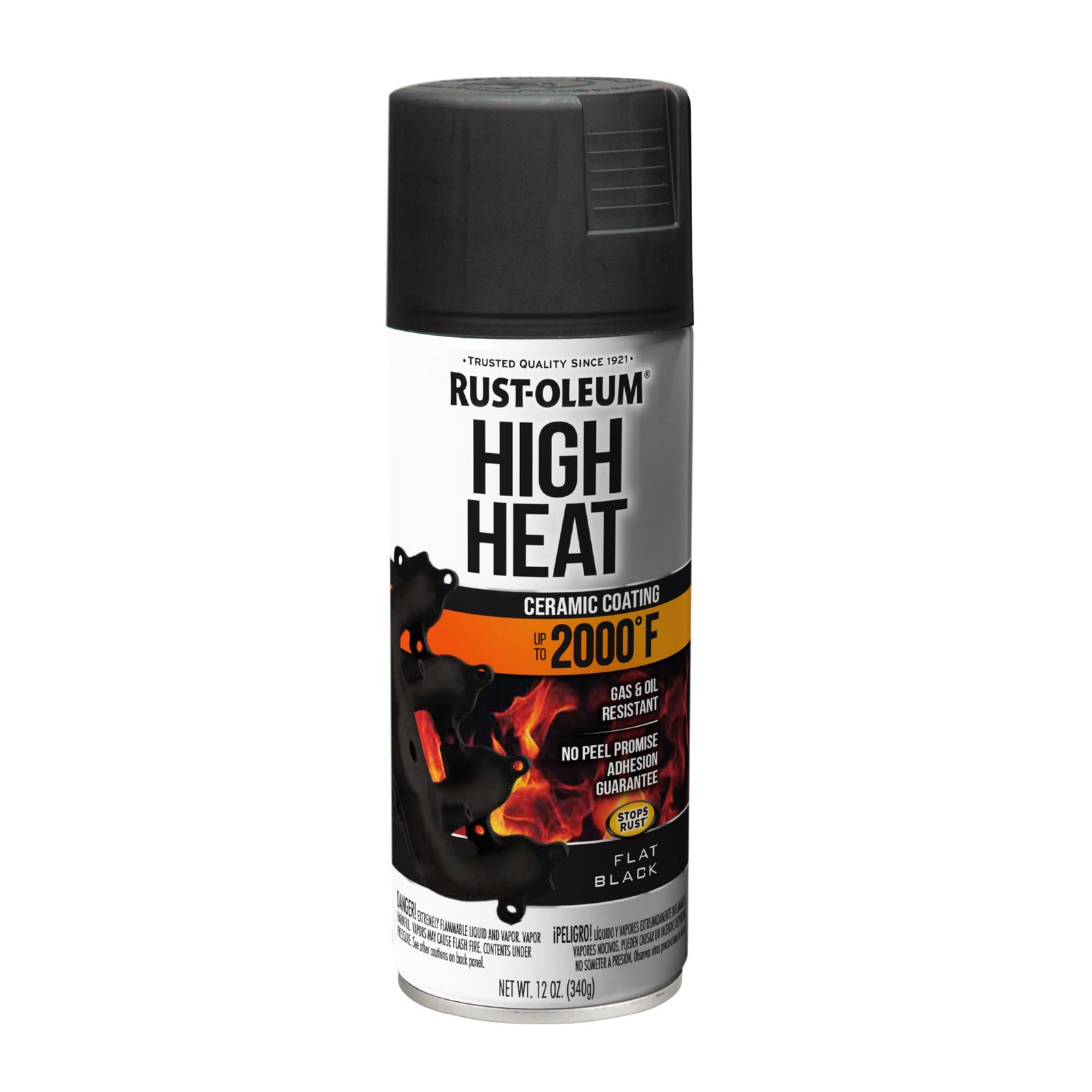 Rust-Oleum 248903 Automotive High Heat Coating Spray Paint Resistance up to 2000°F (1093° C), Flat Black, (340 grams/Can)