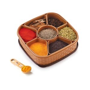 Oblivion Plastic Masala Box 1 Pc – Multicolor Spice Storage Container, Rangoli Organizer Dabba, Stylish Airtight Kitchen Box for Indian Spices, Compact Multi-Compartment & Durable Traditional Storage