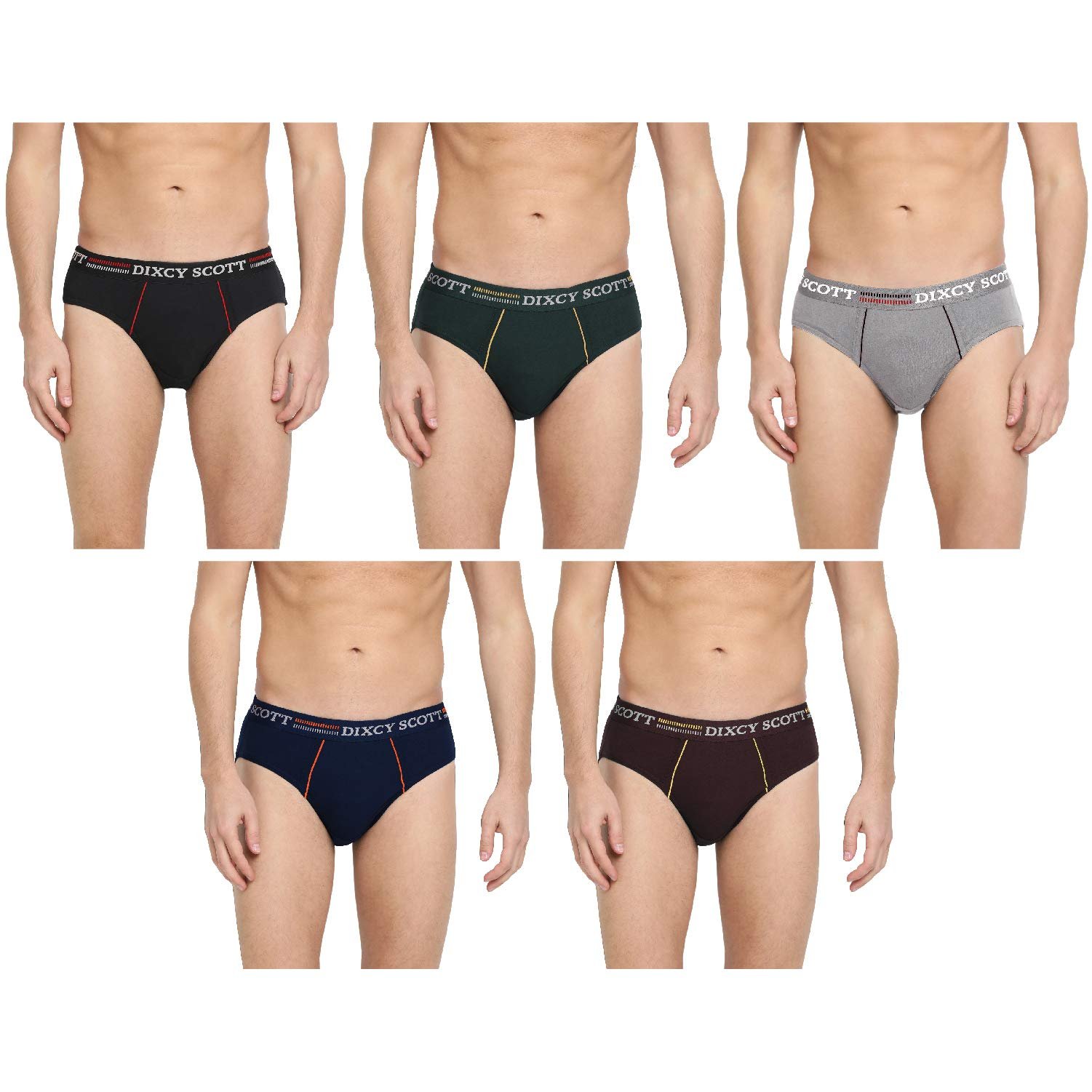 Dixcy Scott Originals Replay Briefs | 100% Combed Cotton Brief for Men | Men’s Underwear | Modern Mid-Waist Fit ​| Durable, Sweat-Absorbing Cotton-Lined Waistband | Innerwear for Man | Pack of 5