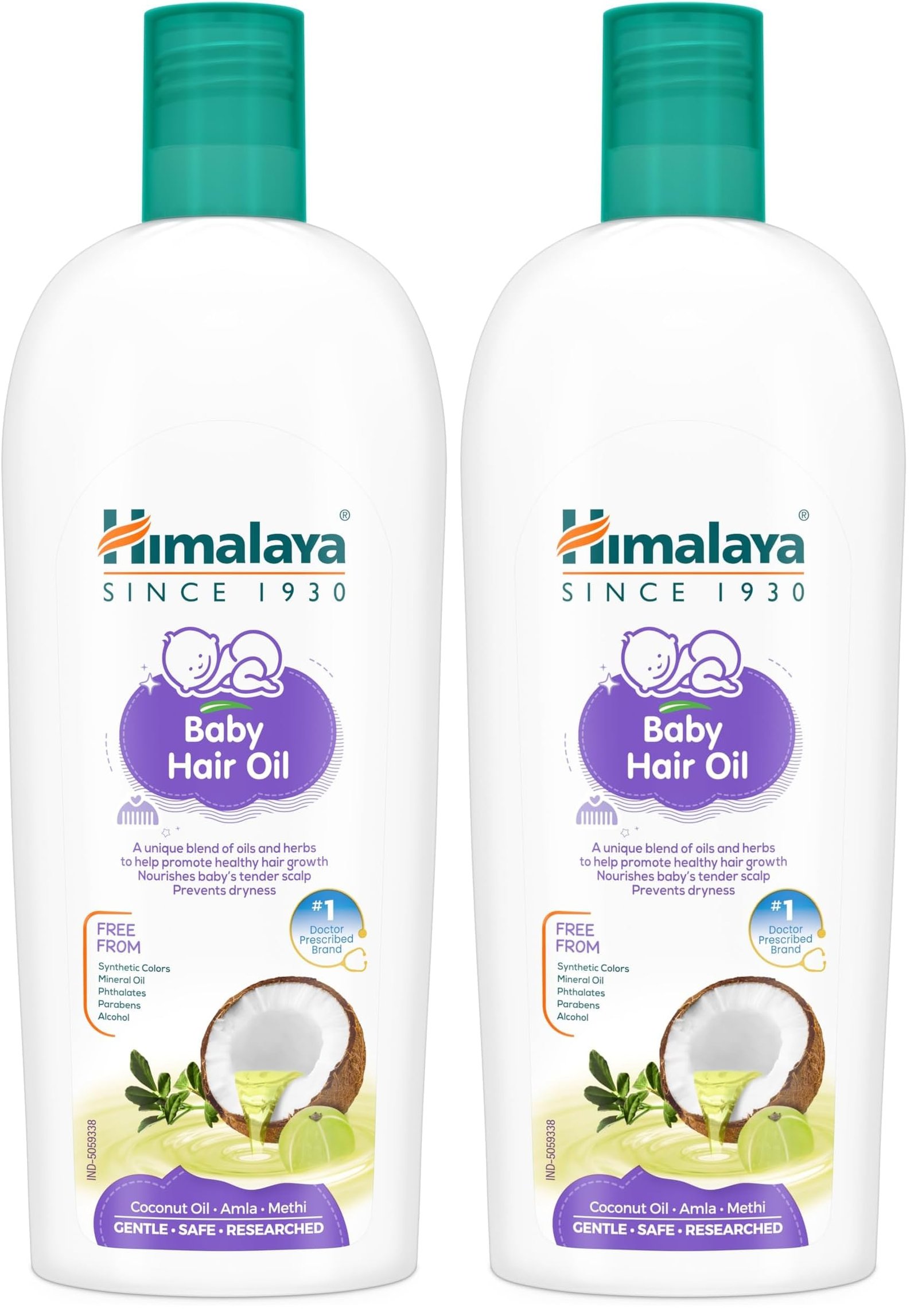 Himalaya Baby Hair Oil with Amla, Sesame & Coconut oil – 200ml | No.1 Doctor Prescribed (Pack of 2)