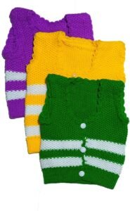 Baby Blossom Baby Sleeveless Sweater Ideal as Inner wear for Baby Boys & Baby Girls Set of 3 (6-9 Months)