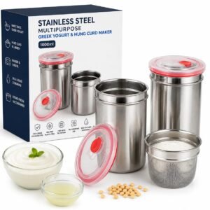 Walfos Stainless Steel Multipurpose Greek Yogurt & Hung Curd Maker 1000ml | BPA-Free Steel Strainer with Storage Container | Fine Mesh Filter for Homemade Yogurt, Paneer & Cheese