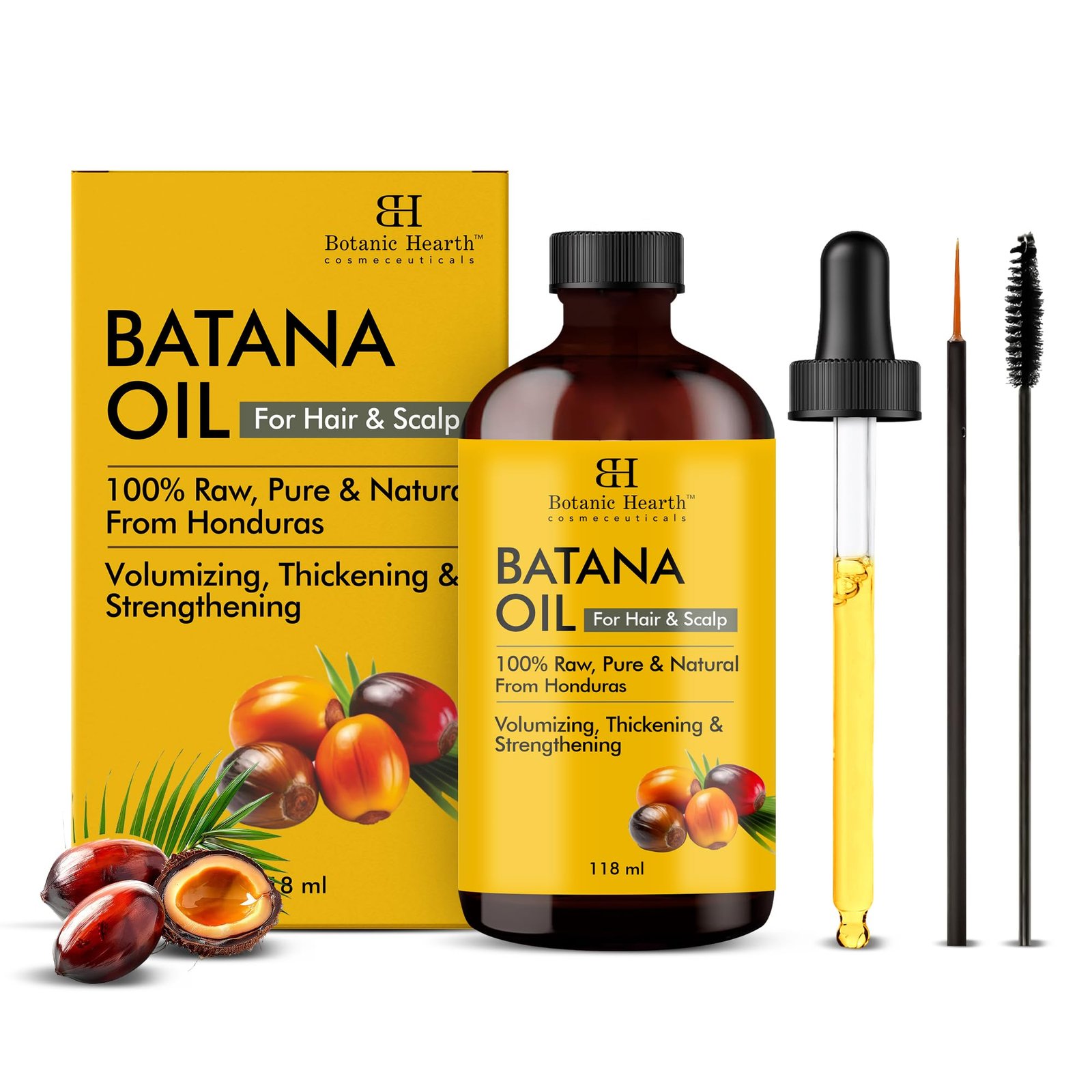 Botanic Hearth Raw Batana Oil for Hair Growth | 100% Pure & Unrefined | For Thicker, Stronger Hair – 118 ml