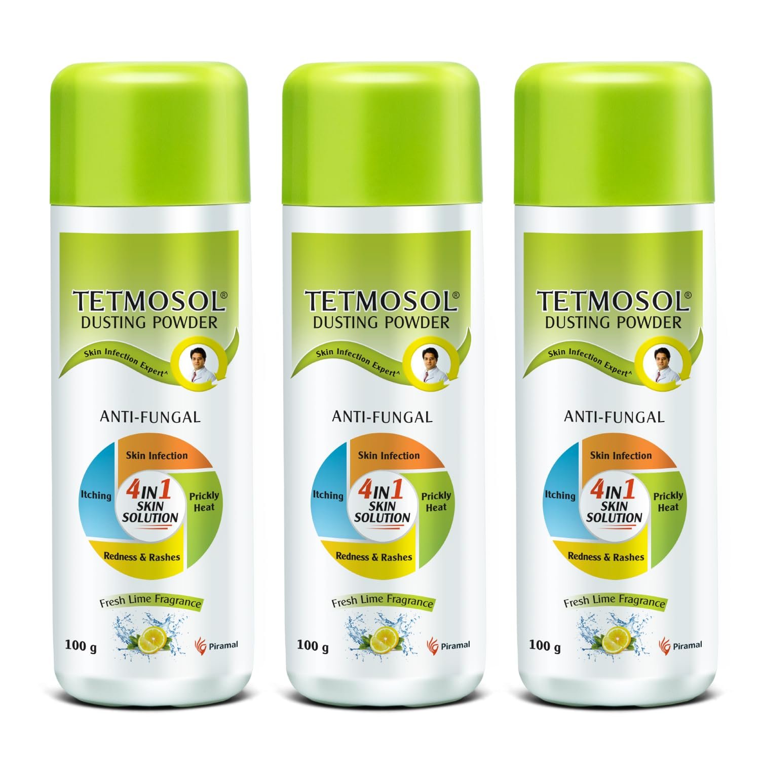 Tetmosol Anti-fungal Dusting Powder – for daily use – fights skin infections, prickly heat, itching – Pack of 3 (3x100gms)