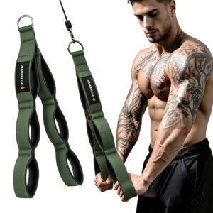 M MANUEKLEAR Tricep Rope Cable Attachment Handles, Greater Range of Motion, Tricep Pull Down Rope for Push Downs, Crunches, Facepulls for Professional Gym (Green)