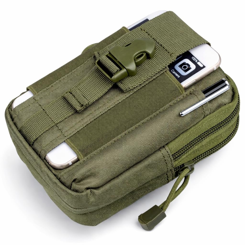 GOCART WITH G LOGO Men’s Nylon Outdoor Tactical Waist Bag EDC Molle Belt Waist Pouch Security Purse Phone Carrying Case (Green)