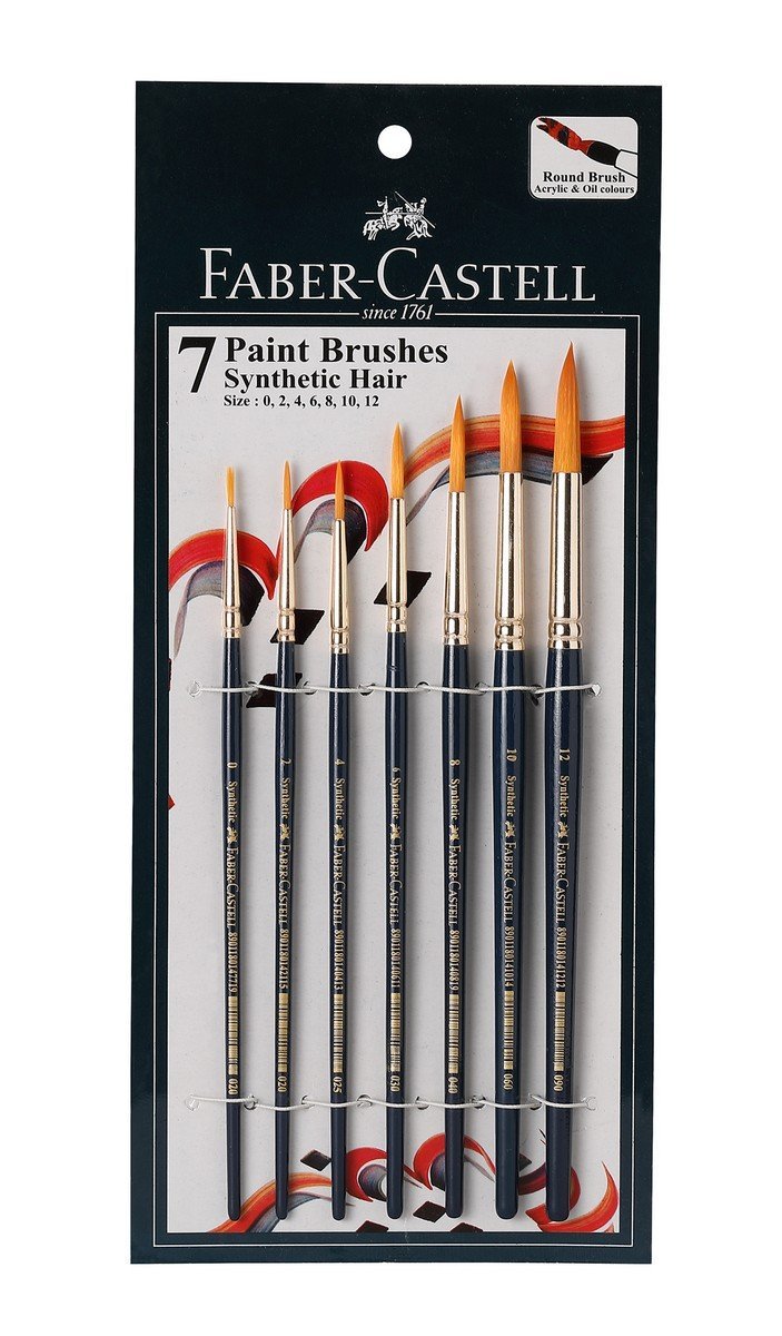 Faber-Castell Paint Brush Set – Round, Pack of 7 (Navy Blue)