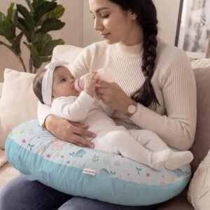 haus & kinder Baby Feeding Pillow for New Born Baby, Breastfeeding & Nursing Pillow with Removable Cover, Infant Support Cushion for 0–12 Months, Tummy Time Pillow (Vitamin Sea)