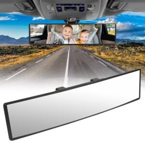 URAQT Rear View Mirror, Universal Anti Glare Learner Driving Instructor Mirror, HD Convex Rearview Mirror, Suitable for Car, SUV, CRV, Vans, Trucks Wide Angle Rear View Mirror (300 X 8.5 mm)