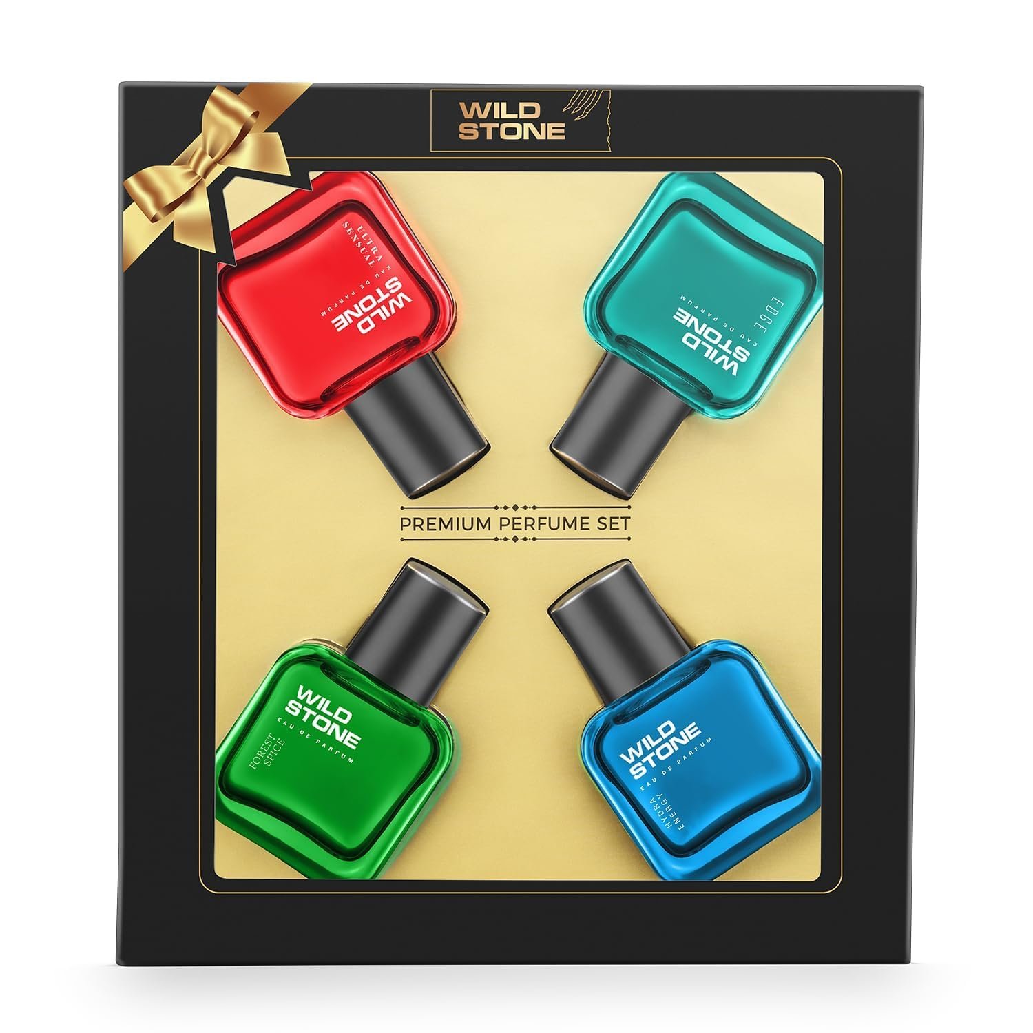 Wild Stone Edge, Forest Spice, Hydra Energy and Ultra Sensual Perfume Combo for Men, Long Lasting Smell | Pack of 4 (30ml each) | Rakhi gift for men