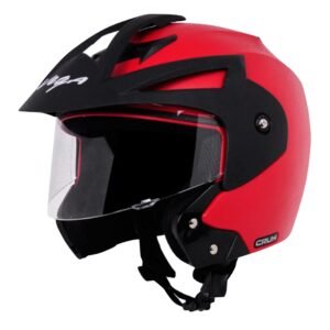 Vega Crux ISI Certified Flip-Up Helmet for Men and Women with Clear Visor(Red, Size:L)