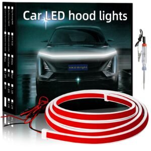 YM E-Bright LED Hood Light Strip, White Dynamic Scan DRL 12V 79inch 1 Set