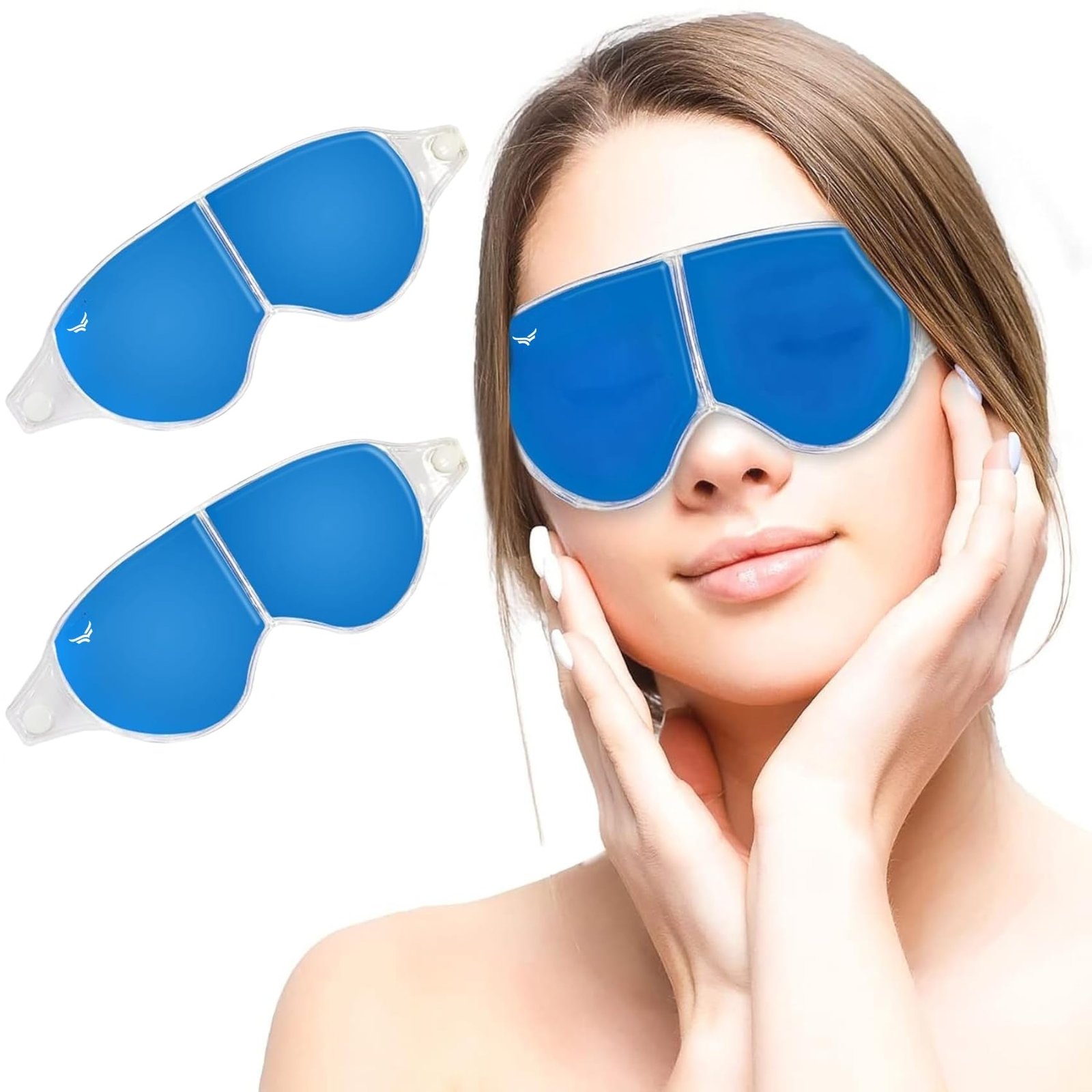 VFK by Xtrim Eye Mask (Pack of 2) with Cooling Gel for Sleeping, Eye Mask for Dark Circles, Dry Eyes, Cooling Eyes, Pain Relief, Relaxing, Redness, Patches, Cooling Reusable Gel Pad with Stretchable Band