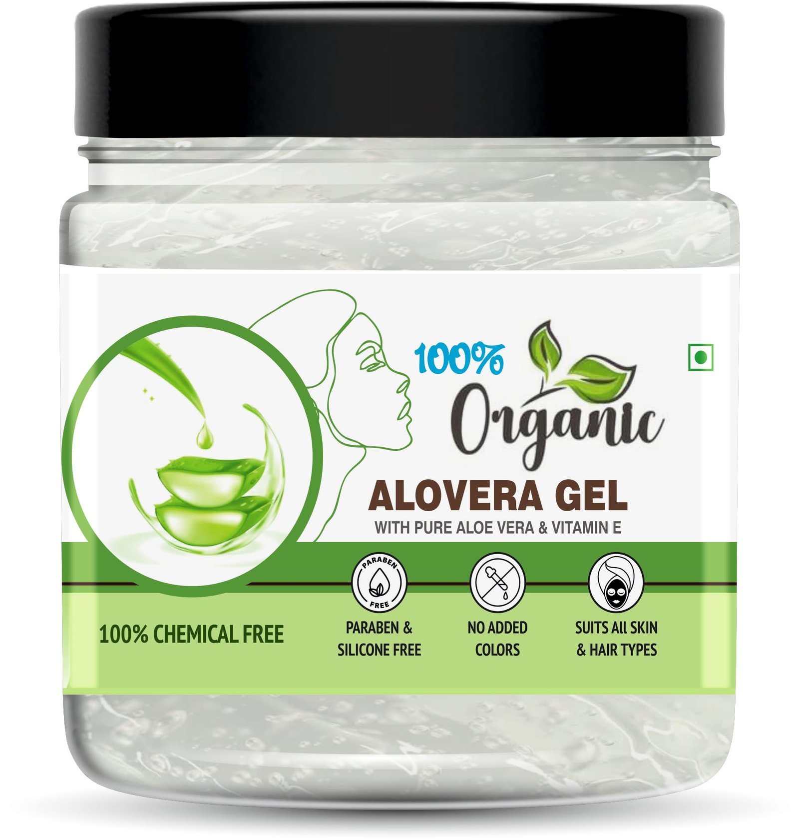 Aloe Vera Gel For Face, with Natural Aloe Vera & Vitamin E for Skin and Hair – 400g