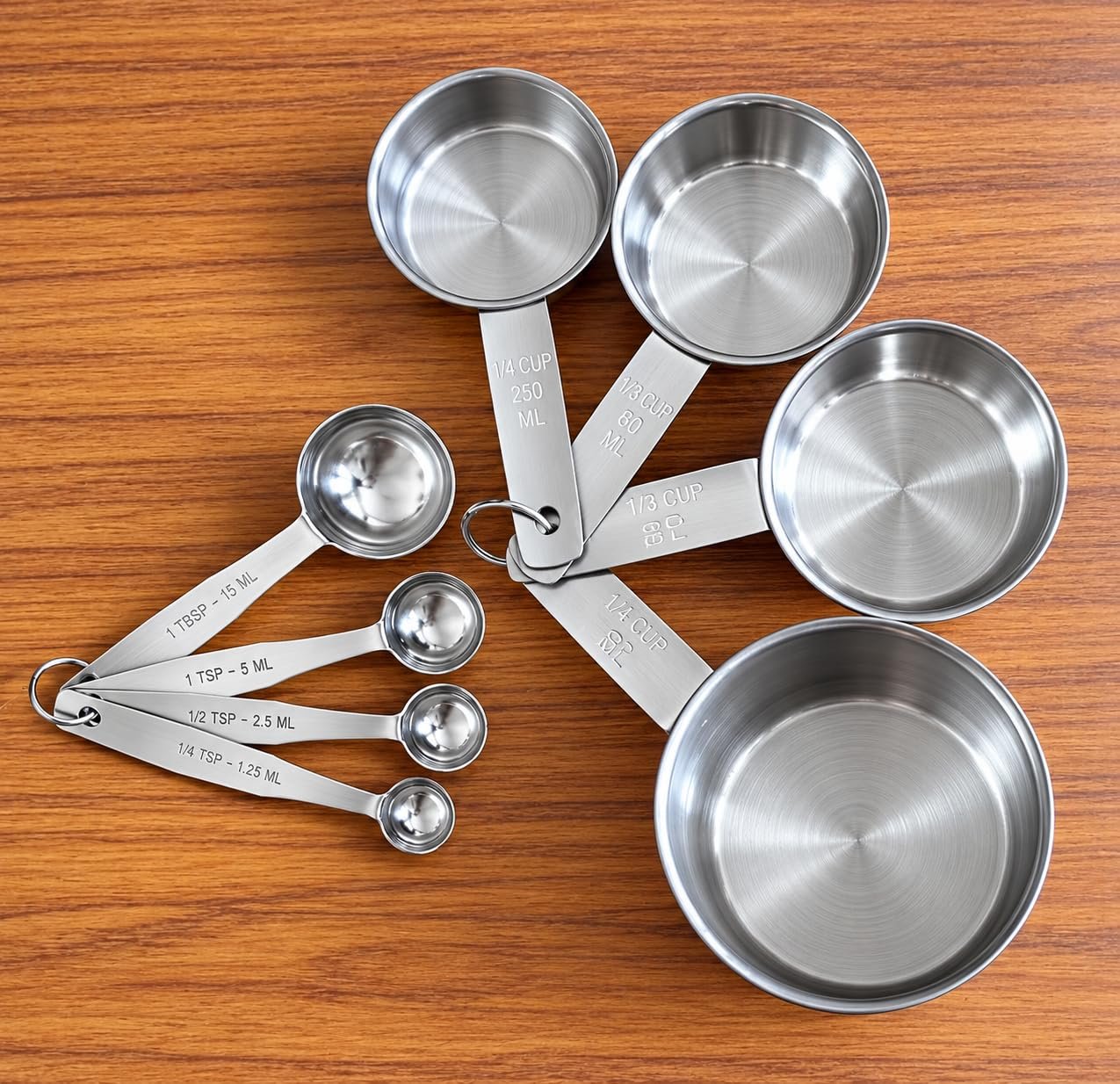 Dynore Stainless Steel Measuring Cups & Spoons with Handles | Kitchen Baking Tools, Set of 8