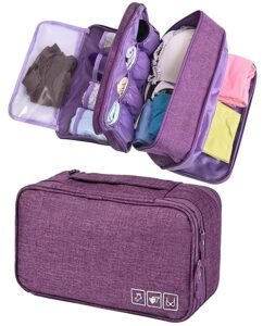 Seagull flight of fashion Polyester 3 Layer Lingerie Organizer Bag, Travel Pouch For Storage Of Bra, Underwear, Innerwear, Cosmetics, Toiletry For Women – 28 X 15 X 13 Cm – Purple
