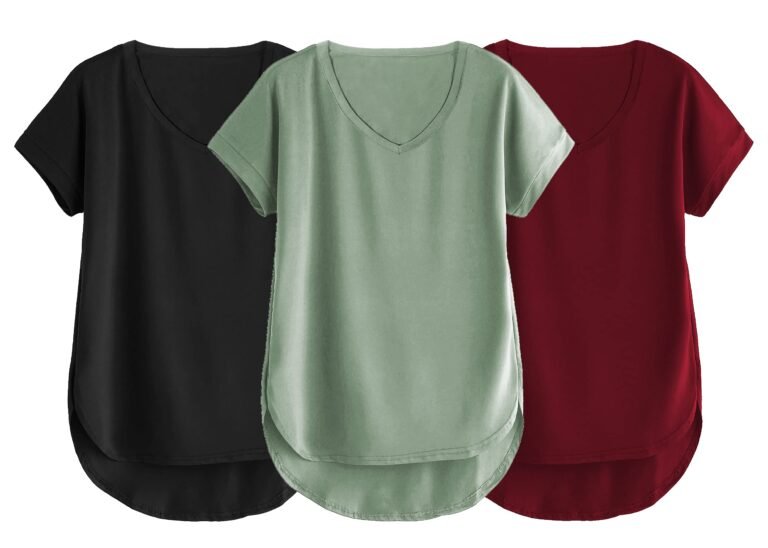 Fabricorn Combo of Three Cotton V-Neck Up Down Short Sleeve Tshirt for Women (Pack of 3)