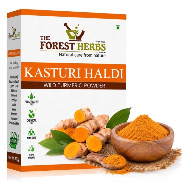 The Forest Herbs Natural Care From Nature Kasturi Haldi Powder (100 grams) | Wild turmeric powder for glowing skin | Kasturi Manjal for All Skin types | 100% Natural, Chemical-free, Perseverative-free