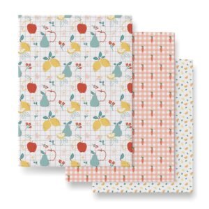 TIDY SLEEP Diaper Changing Mat/Sleeping mats/Water Proof Bed Protector with Foam for New Born Baby, 3 Sheets (65cm x 45 cm) (0-9 Months) Fruit Print