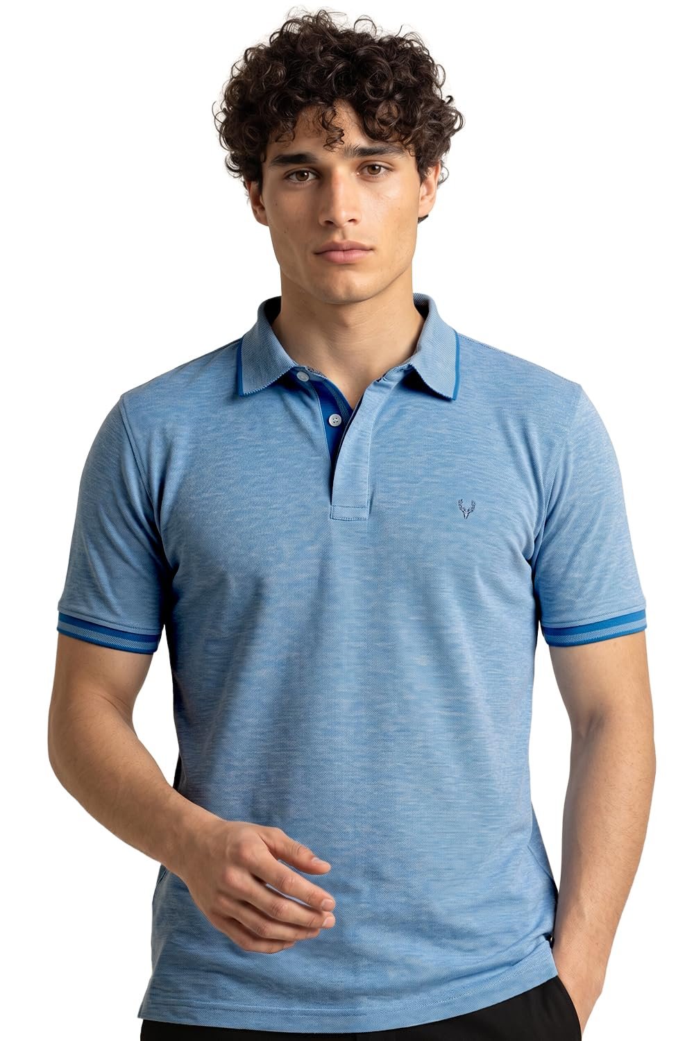 Allen Solly Men’s Pastel Shade Polo T‑Shirt | Bird’s Eye Knit Texture | Soft Cotton‑Blend | Regular Fit | Half Sleeves | Casual Everyday Wear