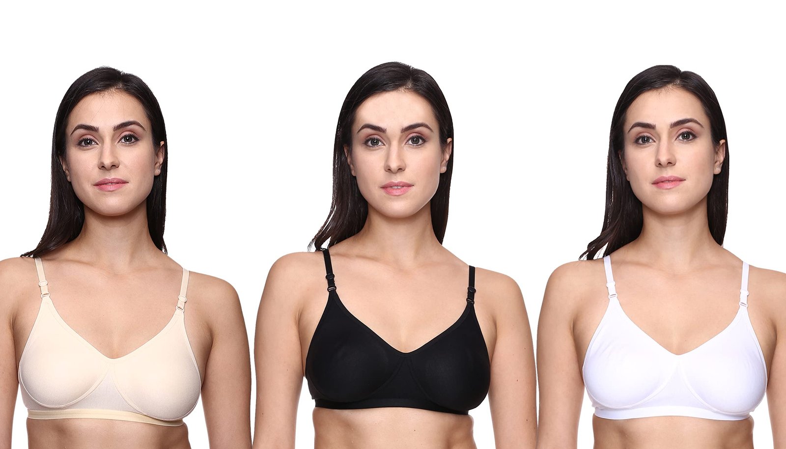 TRASA Women’s & Girls’ Cotton Non Padded Non-Wired T-Shirt Bra – (Pack of 3)