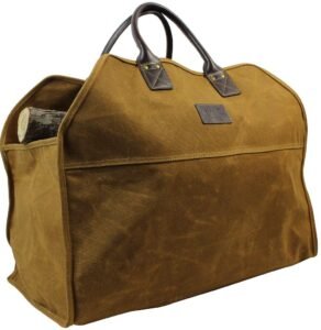 INNO STAGE Heavy Duty Wax Canvas Log Carrier Tote,Large Fire Wood Bag,Durable Firewood Holder,Fireplace Wood Stove Accessories Storage Bag – Rust