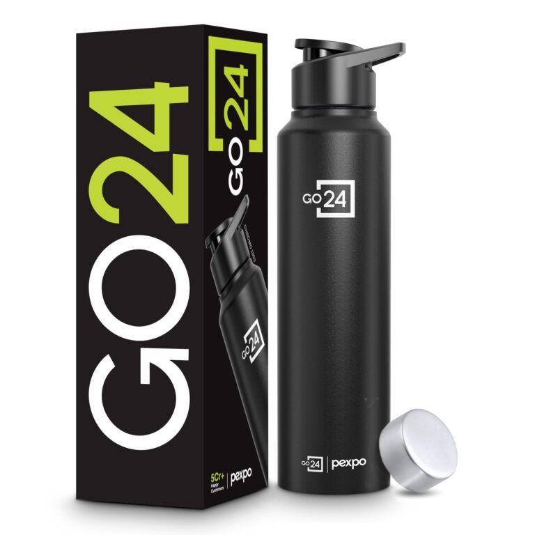 Go24 pexpo Stainless Steel Water Bottle Chromo Knight Black 950ml