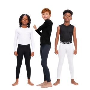 DEVOPS Boys 2~3 Pack UPF 50+ Compression Tights Sport Leggings Baselayer Pants