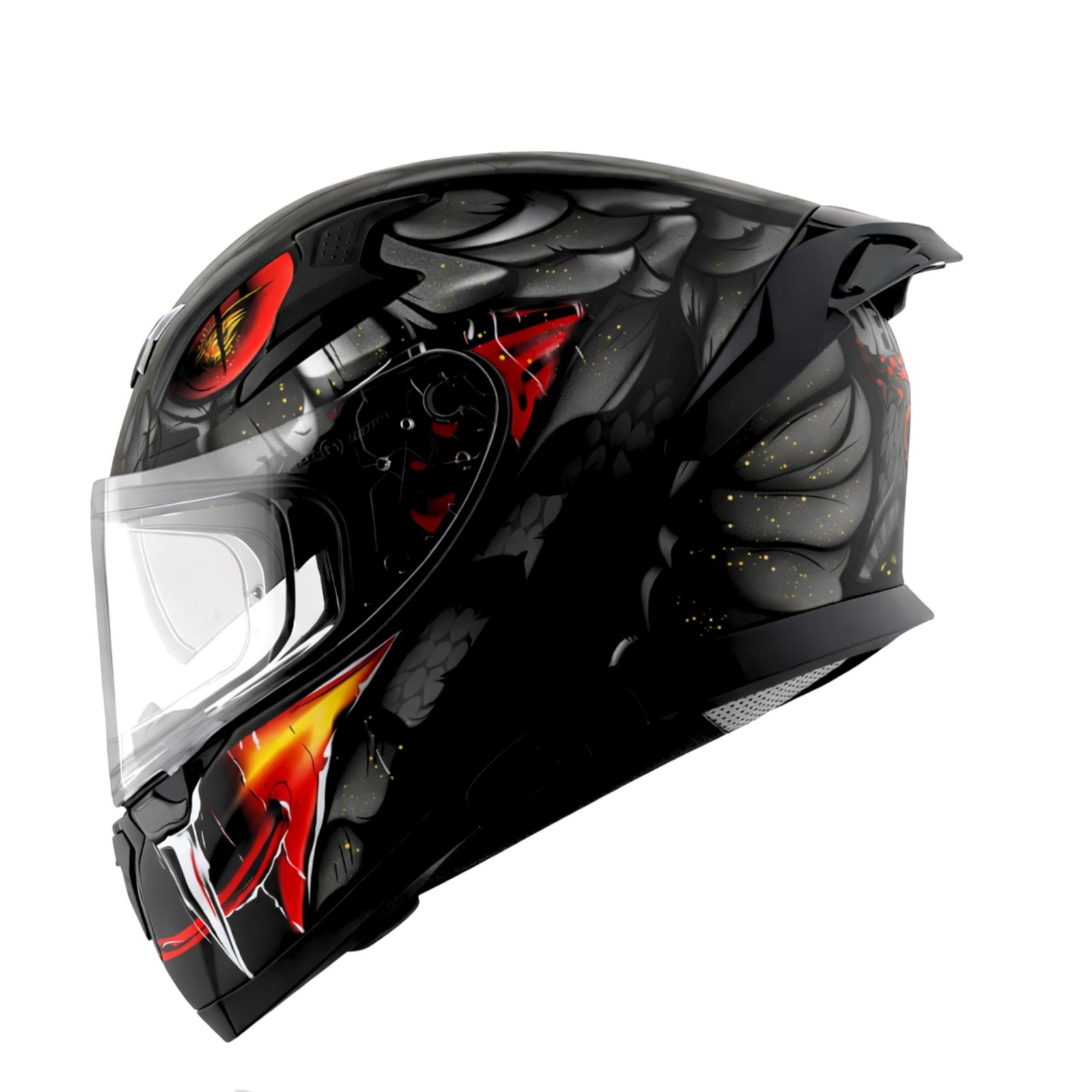 Axor Apex Venomous ISI ECE DOT Certified Full Face Dual Visor Helmet for Men and Women with Pinlock Fitted Outer Clear Visor and Inner Smoke Sun Visor Dull Black Grey(M)
