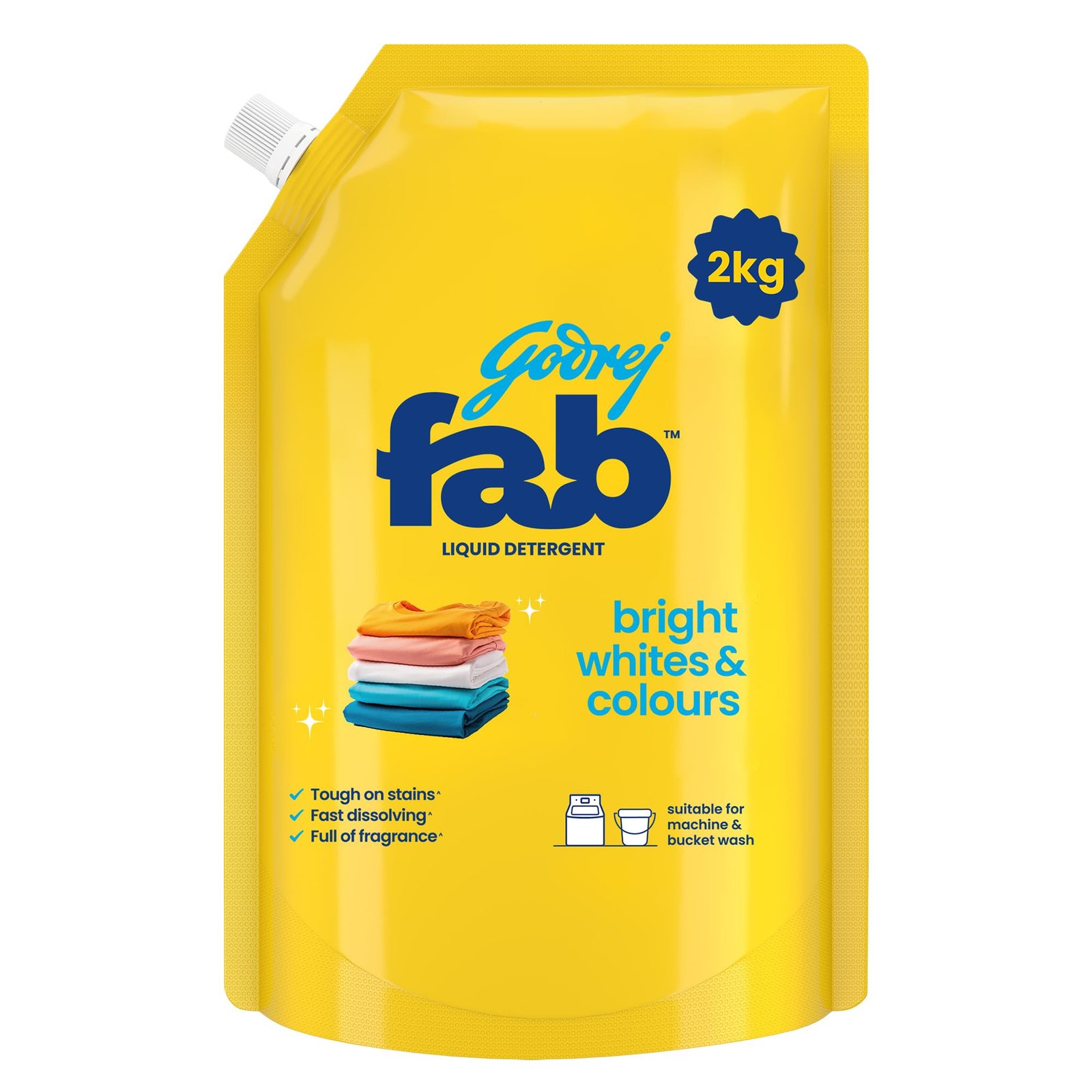 Godrej Fab Liquid Detergent Refill Pouch for Machine Wash – 2L