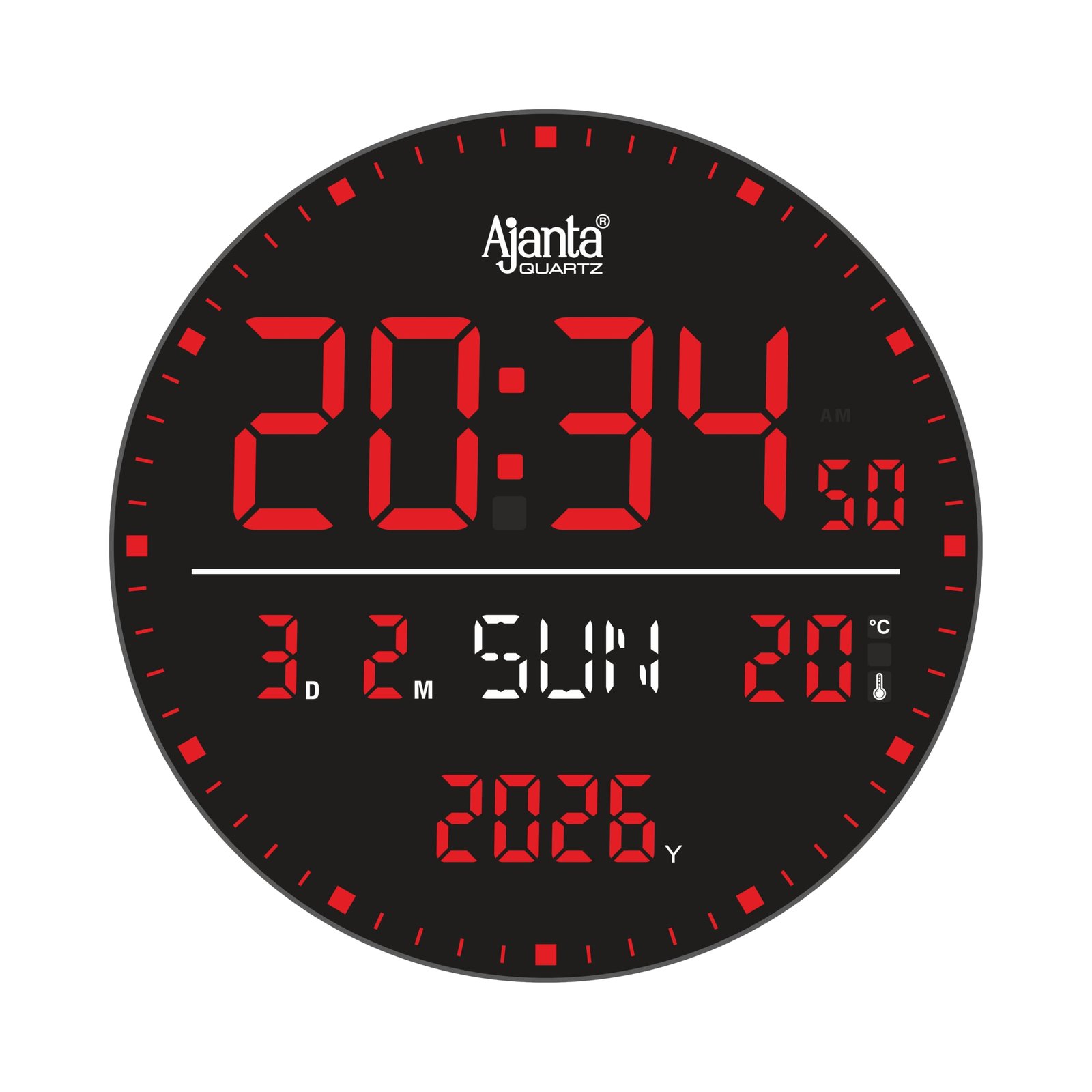 Ajanta Digital Calendar Wall Clock – DC-247