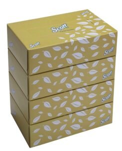 Scott® 2 ply Facial Tissue Flat Box, 100 Pulls, Pack of 4 (Total 400 Sheets) (60044)
