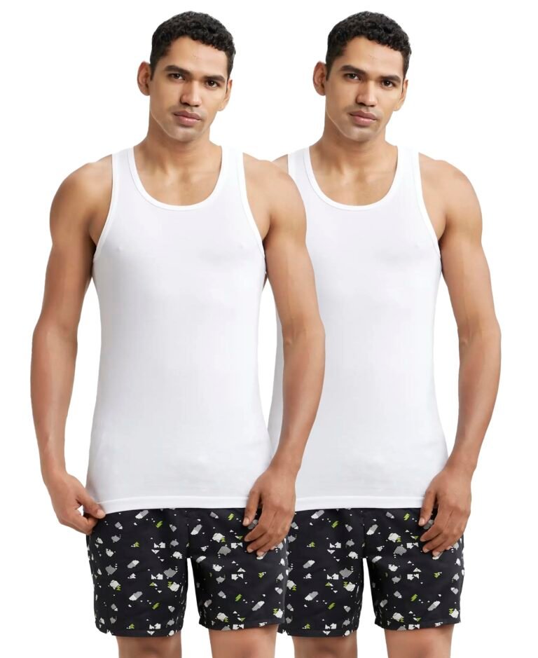 Jockey 8820 Men’s Super Combed Cotton Round Neck Slim Fit Sleeveless Vest with Extended Length for Easy Tuck (Pack of 2)