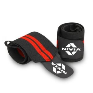Nivia Wrist Support With Thumb Loop for Men & Women, Wrist Support For Gym Workout & Fitness, Workout Accessories (1 Pair, Black/Red)