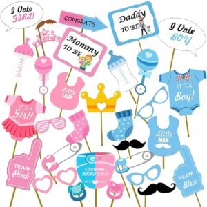 Party Propz Baby Shower Props for Photoshoot- 29pcs Props for Baby Shoot | Mom to Be Props | Baby Shower Prop for Photoshoots | BabyShower Decoration Items | Maternity Photoshoots Prop (Cardstock)