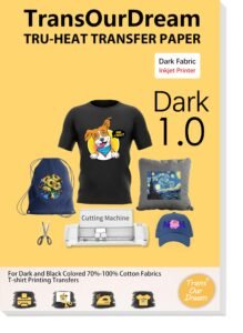 TransOurDream Heat Transfer Paper for T Shirt Printing Machine (5 Sheets, A4, Dark 1.0) Transfer Sheet for Inkjet Printer Printable HTV Heat Transfer Vinyl(TOD-D1-5)